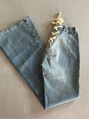 BDG Blue Lace-Up Flare Jeans